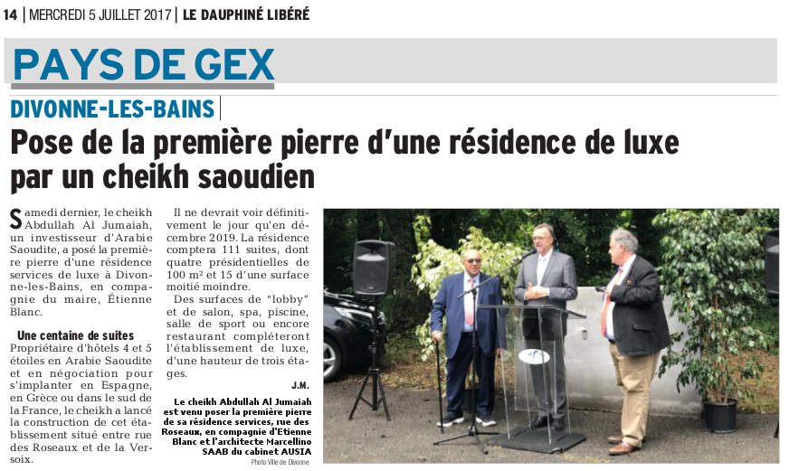 Article Presse -Divonne -Dauphiné